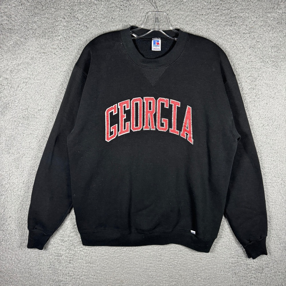 Vintage Russell Athletic Georgia Bulldogs Sweatshirt Men L Black 90s Made in USA